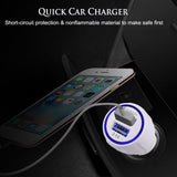 WHITE 3.1A LED Dual USB Fast Car Charger Charging Adapter for iPad/Phone/Tablet