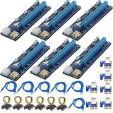 PCIE Mining GPU Riser Card Adapter PCI-E 1x to 16x w/LED 60cm USB Cable - 6Pack
