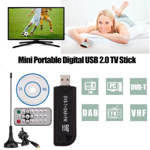 USB 2.0 Digital Tuner HDTV Antenna TV Stick Receiver DVB-T SDR+DAB+FM RTL2832U