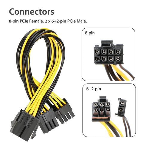 PCI-E 8-pin to 2x 8-pin GPU Graphics Card Power Splitter Cable PCIE PCI Express