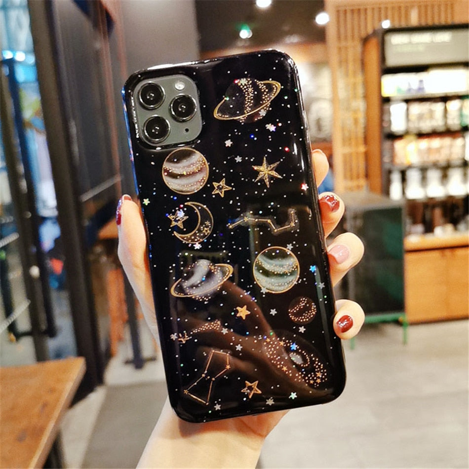 11 Pro 8 7 6  XS Max XR X Plus Phone Case Glitter Bling Sequins Star For iPhone Cover Soft silicone Protective Transparent shell