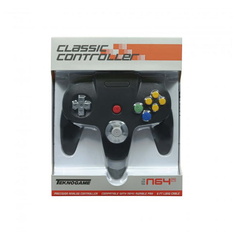 Nintendo 64 N64 Classic Wired USB Controller (works with PC & Mac) Black Retrolink
