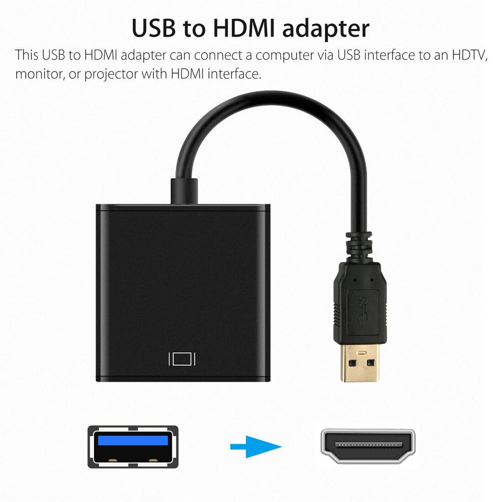 USB to HDMI Video Adapter Converter For Windows PC, Laptop to HD TV Projector