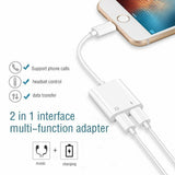 2in1 Dual Lightning Adapter Splitter Audio Earphone Charger For Apple iPhone US