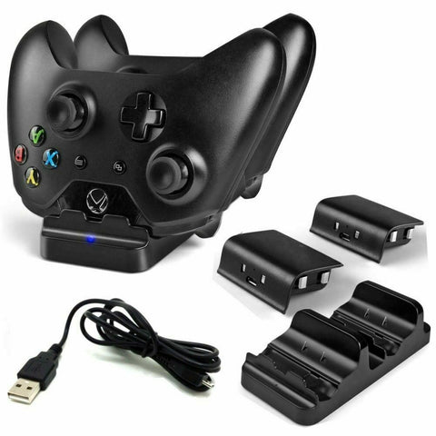 XBOX ONE Dual Charging Dock Station Controller Charger + 2 Extra Battery Packs