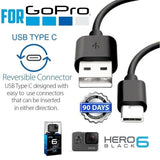 GoPro Hero 5 6 7 8 - Type C USB Charging Cable Power Cord Sync Wire 6ft LONG