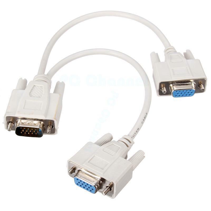 VGA Y Splitter Cable Adapter for Dual Monitor Mirror Display