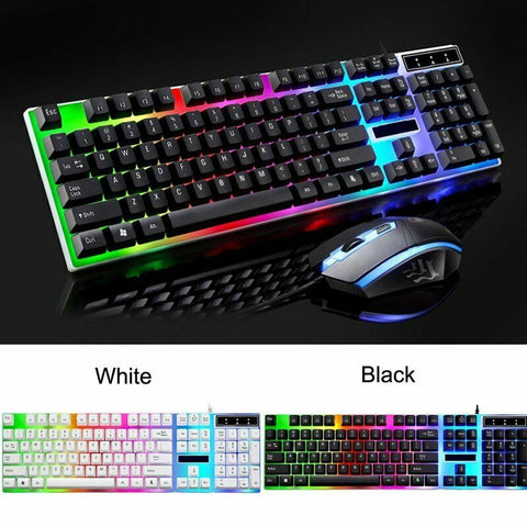 Computer Gaming RGB Keyboard And Mouse LED Colorful Backlit Ergonomic Design